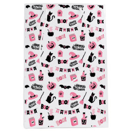 Pink und Schwarz Halloween-Geschenktasche Mittlere Geschenktüte