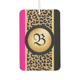 Pink und Schwarz-Leopard | Monogramm Autolufterfrischer