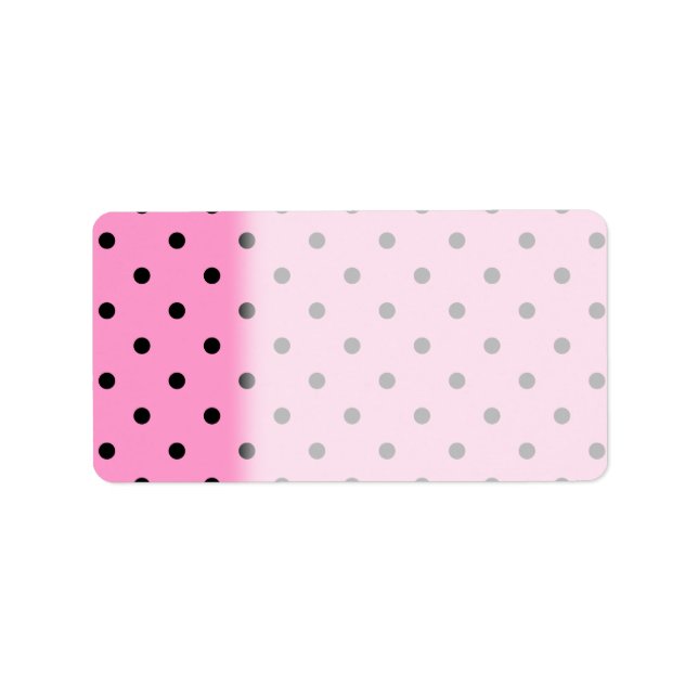 Pink und schwarz Polka Dot Muster. Adressaufkleber (Vorne)