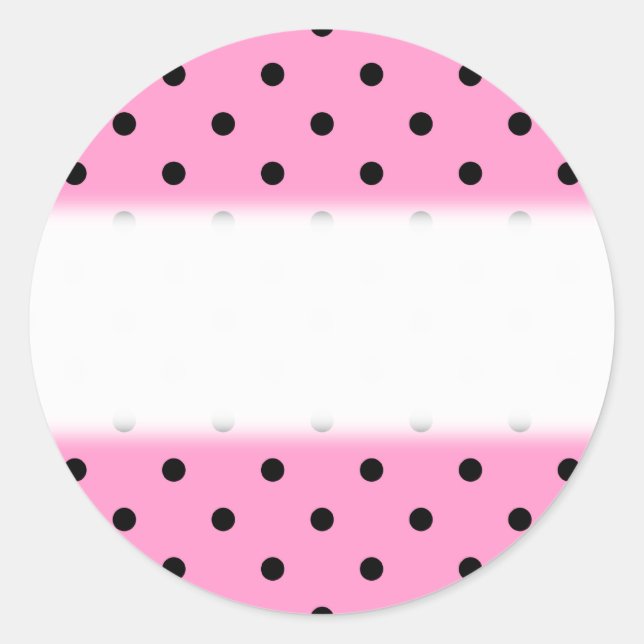 Pink und schwarz Polka Dot Muster. Runder Aufkleber (Vorderseite)