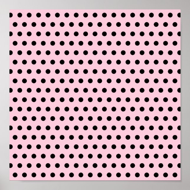 Pink und schwarz Polka Dot Muster. Spotty. Poster (Vorne)
