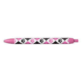 Pink und Schwarz Raute Druckmuster Kugelschreiber