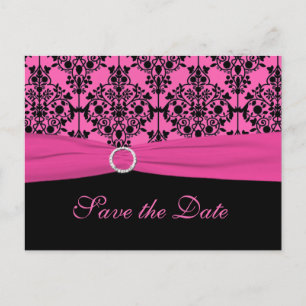 Pink und Schwarz Save the Date Postkarte