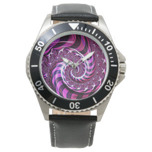 Pink und Schwarz-Spirale-Illusion Armbanduhr
