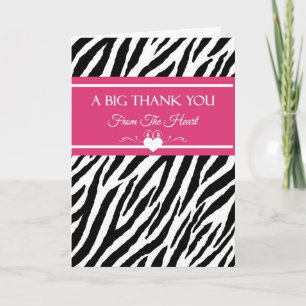 Pink und schwarz Zebra Print Vielen Dank aus dem H Dankeskarte