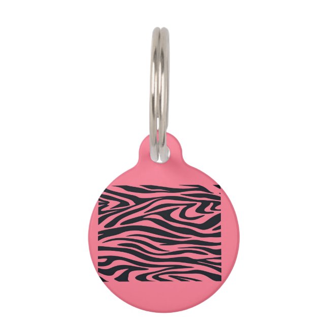 Pink und schwarz Zebra-Tierdruck individuell einst Haustiermarke (Vorderseite)