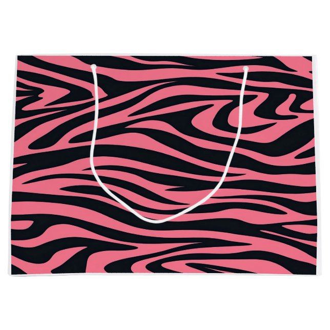 Pink und schwarz Zebra Tierdruckbeutel Große Geschenktüte (Vorderseite)