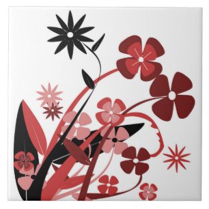 PINK UND SCHWARZE BLUME FLIESE