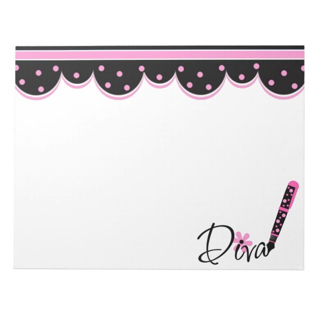 Pink und schwarze Diva Notizblock (Vorderseite)