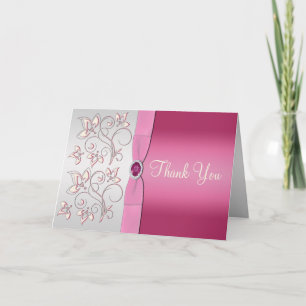 Pink und Silber Danke Karte