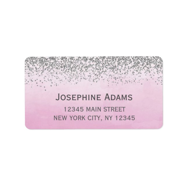 Pink und Silver Address Labels Adressaufkleber (Vorne)