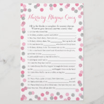 Pink und Silver Baby Dusche Kinderzimmer Rhyme Qui