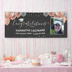Pink und Silver Balloons Abschluss Banner