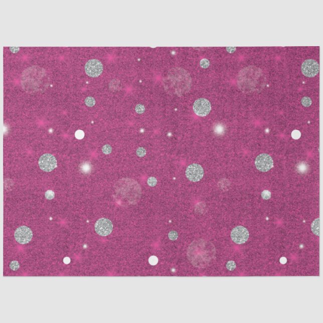 Pink und Silver Glitzer Polka Dots Weihnachten Seidenpapier (Vorderseite)