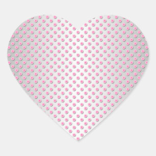 Pink und Silvery White Polka Punktmuster Herz-Aufkleber