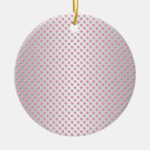 Pink und Silvery White Polka Punktmuster Keramik Ornament