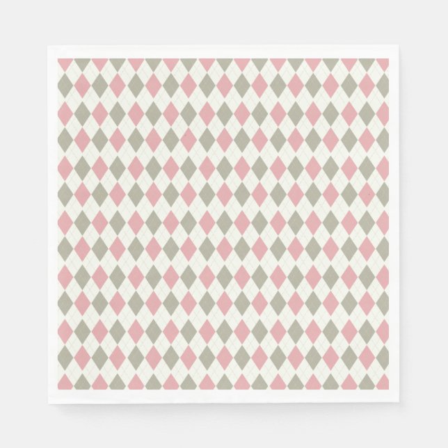Pink und Taupe Raute Muster-Elegant Versatile Serviette (Vorderseite)