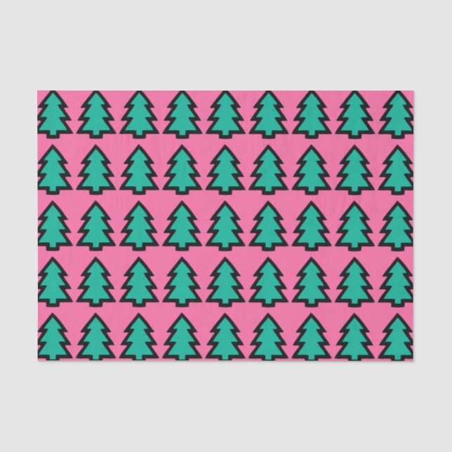 Pink und Türkis Muster der Pinienwälder Seidenpapier (Vorderseite)