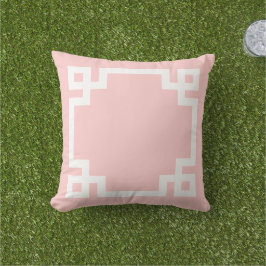 Pink und weiß griechischer Schlüssel | Editierbare Kissen