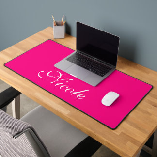 Pink und Weiß, kundenspezifischer Name Schreibtischunterlage