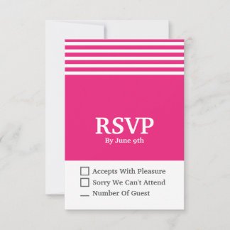 Pink und weiß - moderne UAWG-Response-Karte 3,5 x  RSVP Karte