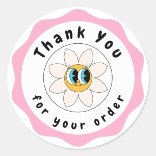 Pink und weiß niedlich Danke, Circle Aufkleber