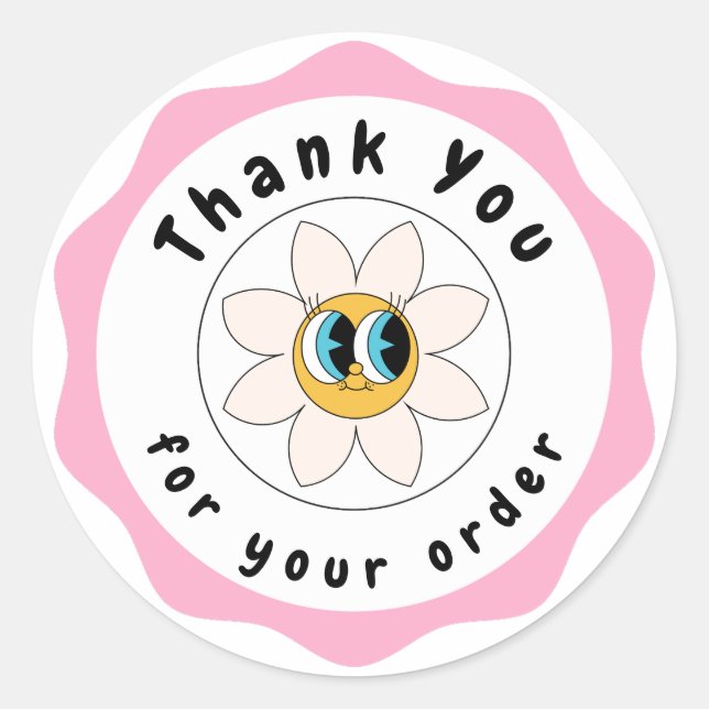 Pink und weiß niedlich Danke, Circle Aufkleber (Vorderseite)