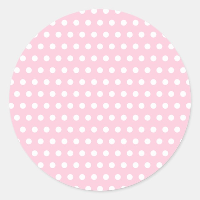 Pink und Weiß Polka Dot Muster. Spotty. Runder Aufkleber (Vorderseite)