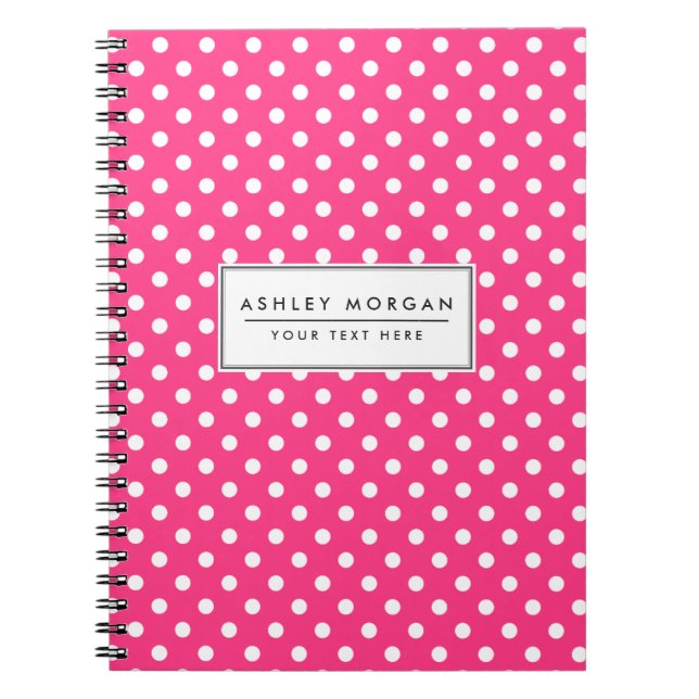 Pink und Weiß Polka-Punktmuster Notizblock (Vorderseite)