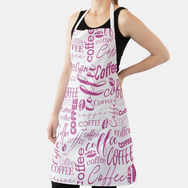 Pink und Weiß-Typografie Kaffeedesign Schürze (InSitu)