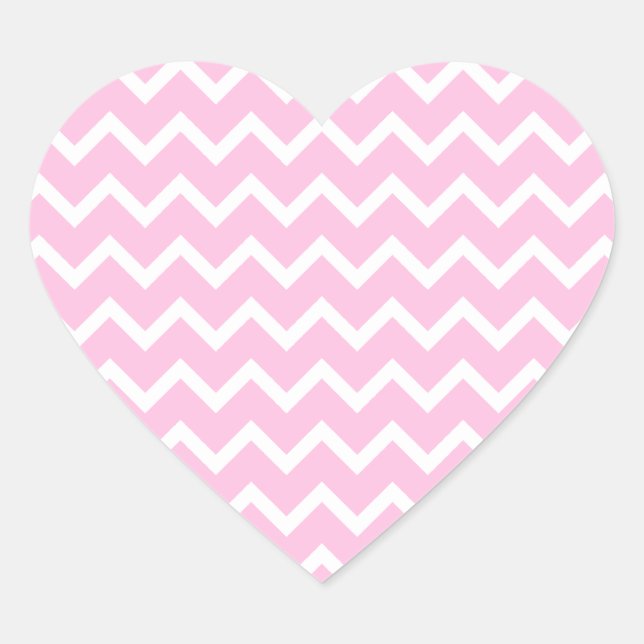 Pink und weiß Zigzag Muster. Herz-Aufkleber (Vorderseite)