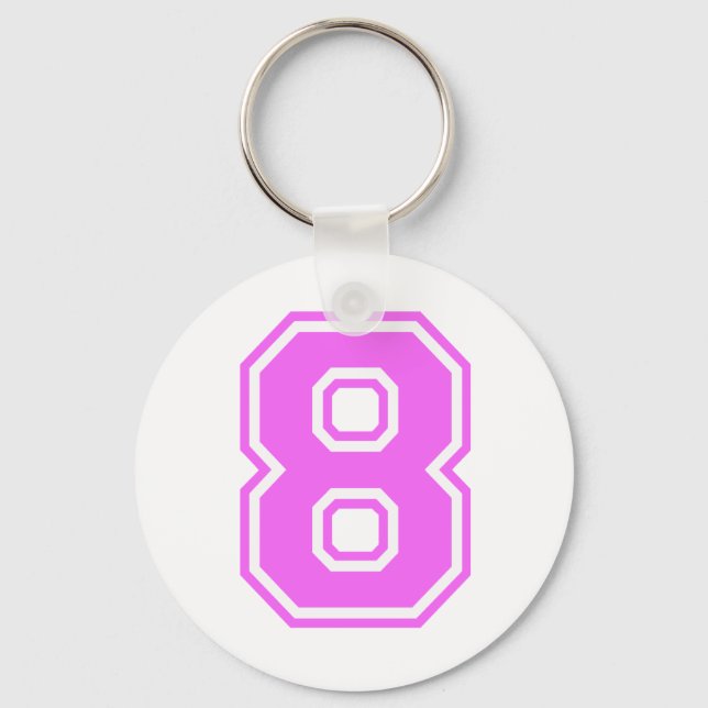 PINK UND WEISSE NUMMER 8 SCHLÜSSELANHÄNGER (Vorderseite)