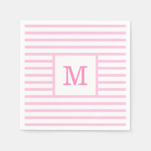 Pink und weiße Streifen für Baby-Monogramm Serviette