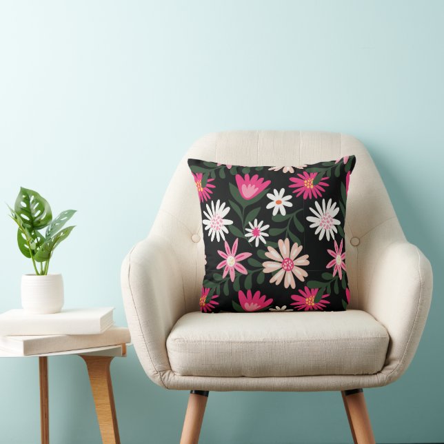 Pink und White Daisy Muster Kissen (Stuhl )