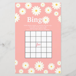 Pink und White Daisy Wassercolor Bingo Game