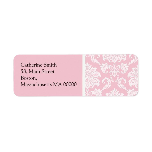 Pink und White Damask Adressenbeschriftungen (Vorne)