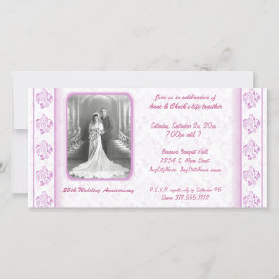 Pink und White Damask Paisley Party Einladung