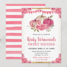 Pink und White Floral Pumpkins Fall Sweet 16