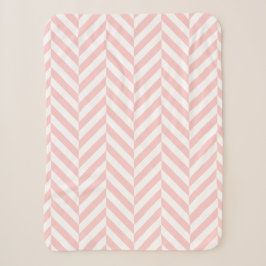 Pink und White Geometric Herringbone-Muster Sherpadecke