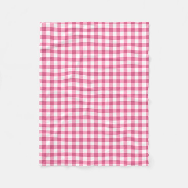 Pink und White Gingham Karo Fleecedecke (Vorderseite)