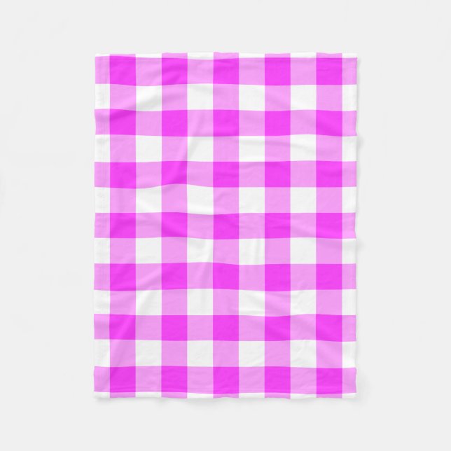 Pink und White Gingham Muster Fleecedecke (Vorderseite)