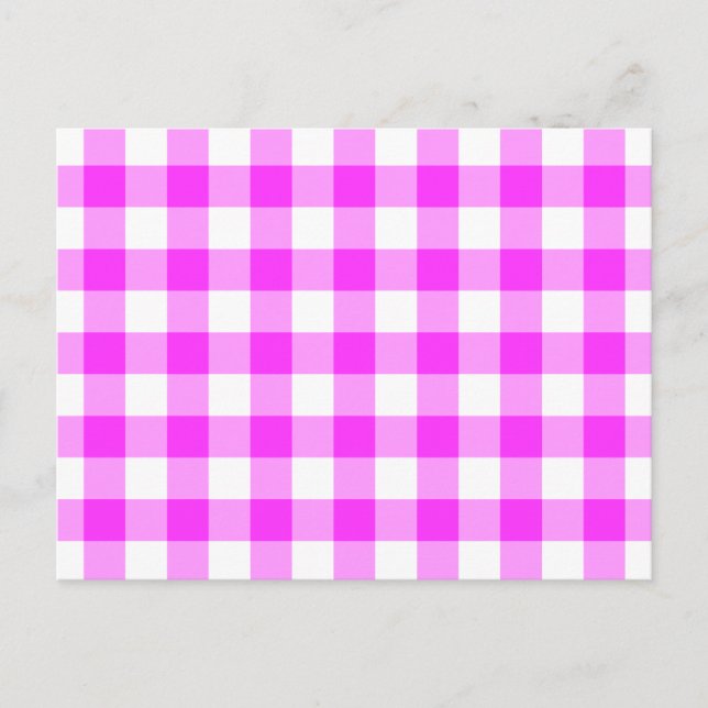Pink und White Gingham Muster Postkarte (Vorderseite)