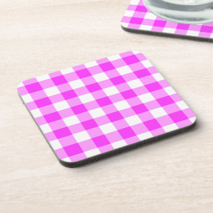 Pink und White Gingham Pattern Untersetzer