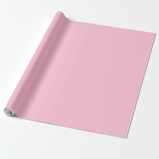 Pink und White Gingham Wrapping Paper Geschenkpapier (Ungerollt)