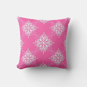 Pink und White Girl Damask Muster Kissen