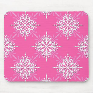 Pink und White Girl Damask Muster Mousepad