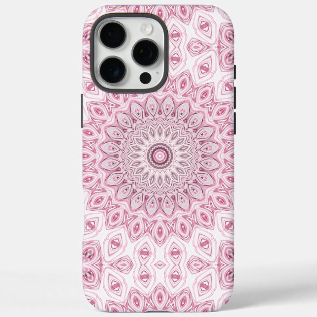 Pink und White Mandala Muster iPhone 16 Pro Max Hülle (Rückseite)