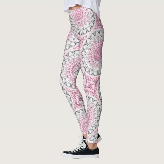 Pink und White Mandala Muster Leggings (Links)