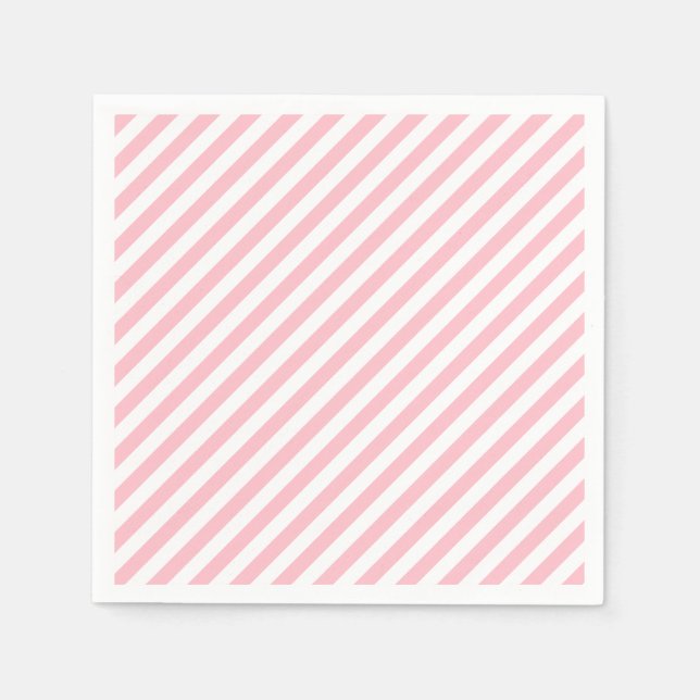 Pink und White Medium Streifen Papier Serviette (Vorderseite)