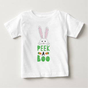 Pink und White Peeking Osterfest Sonniger Flüchtig Baby T-shirt